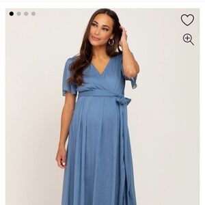 Pinkblush Blue Metallic Maternity Dress Size Small